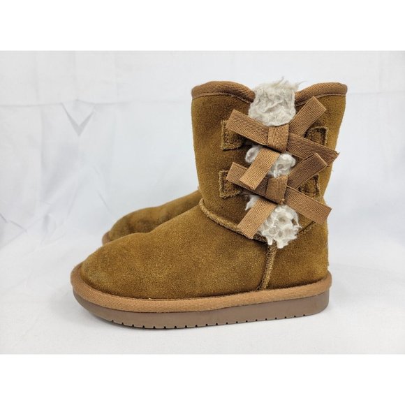 Koolaburra by Ugg Victoria Suede Leather Boots Youth Girls Size 11 Brown 1090330 - Picture 10 of 12